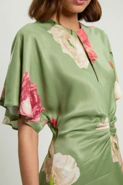 Robe Longue En Crêpe Satiné De Viscose Tissé À Imprimé Floral