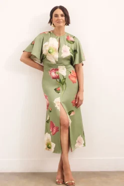 Robe Longue En Crêpe Satiné De Viscose Tissé À Imprimé Floral