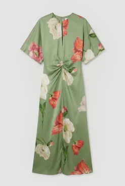 Robe Longue En Crêpe Satiné De Viscose Tissé À Imprimé Floral