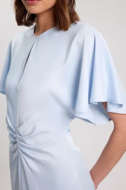 Robe Longue En Crêpe Satiné De Viscose Tissé