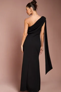 Robe Longue en Crêpe Stretch à Une Épaule