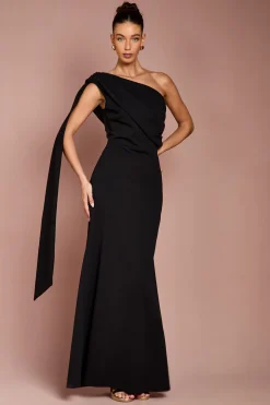 Robe Longue en Crêpe Stretch à Une Épaule