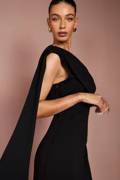 Robe Longue en Crêpe Stretch à Une Épaule