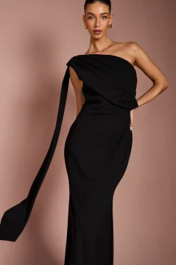 Robe Longue en Crêpe Stretch à Une Épaule