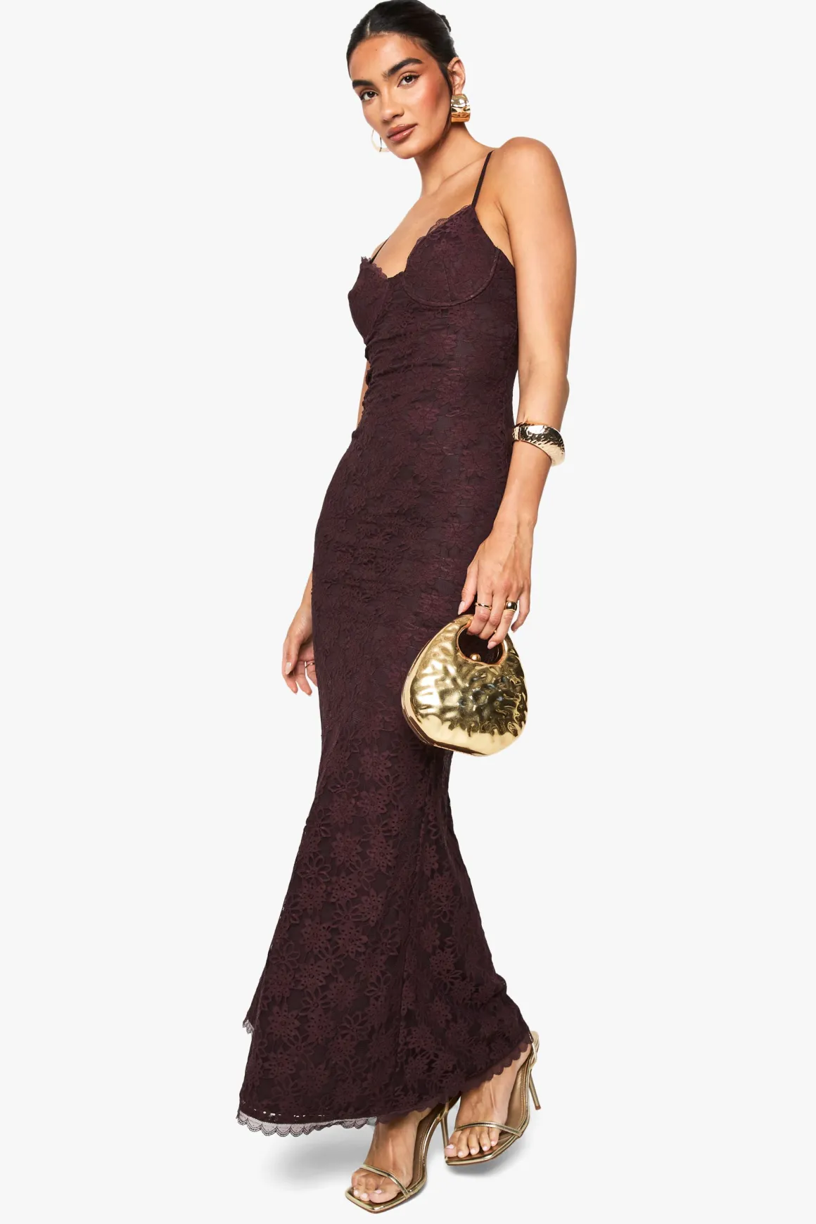 Robe Longue En Dentelle À Bretelles