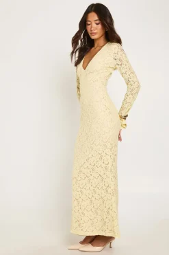 Robe Longue En Dentelle Cordelée À Manches Évasées
