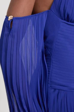 KarenMillen Robe Longue En Georgette Tissée Froissée À Épaules Dénudées<Femme Robes À Manches Longues|Robes