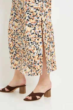 Robe Longue En Jersey À Motif Abstrait Avec Taille Froncée