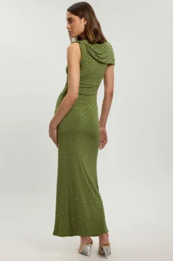 Robe Longue En Jersey Ornée De Clous Avec Détail Torsadé Petite