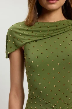Robe Longue En Jersey Ornée De Clous Avec Détail Torsadé Petite