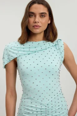KarenMillen Robe Longue En Jersey Ornée De Strass Avec Détail Torsadé<Femme Robes|Robes Longues