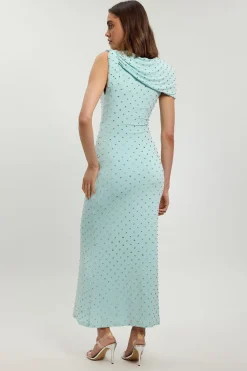 KarenMillen Robe Longue En Jersey Ornée De Strass Avec Détail Torsadé<Femme Robes|Robes Longues