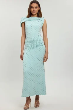 KarenMillen Robe Longue En Jersey Ornée De Strass Avec Détail Torsadé<Femme Robes|Robes Longues