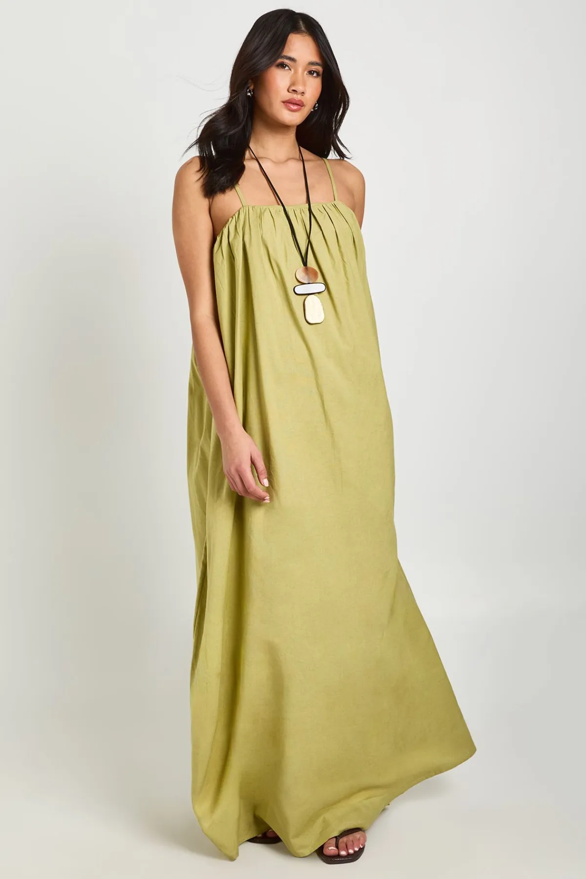 boohoo Robe Longue En Lin Avec Poches Détaillées<Femme Robes Patineuses|Robes