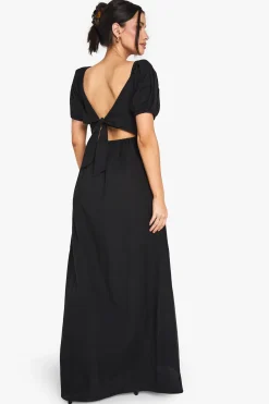 Robe Longue En Lin À Manches Bouffantes Pour Grandes Tailles