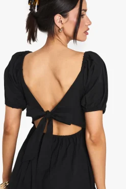 Robe Longue En Lin À Manches Bouffantes Pour Grandes Tailles
