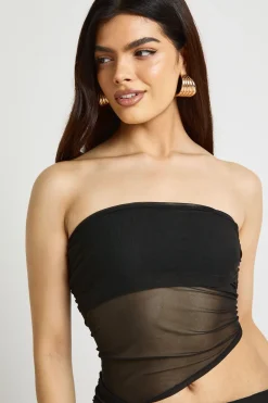 boohoo Robe Longue en Maille avec Jupe Drapée Bandeau<Femme Robes Moulantes|Robes