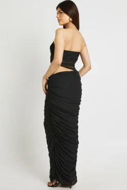 boohoo Robe Longue en Maille avec Jupe Drapée Bandeau<Femme Robes Moulantes|Robes