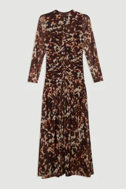 Robe Longue en Maille à Imprimé Léopard