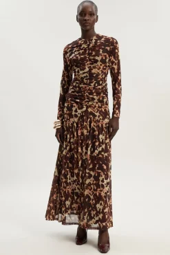 Robe Longue en Maille à Imprimé Léopard