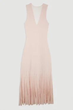 Robe longue en maille maxi à jupe transparente en mélange de viscose