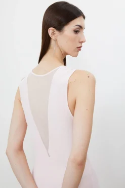 Robe longue en maille maxi à jupe transparente en mélange de viscose