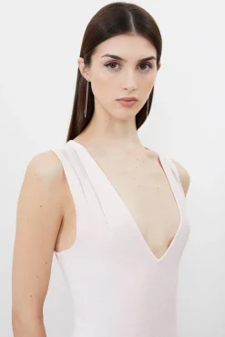 Robe longue en maille maxi à jupe transparente en mélange de viscose