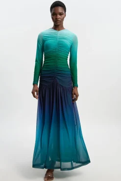 KarenMillen Robe Longue en Maille Ombrée à Manches Longues<Femme Robes À Manches Longues|Robes