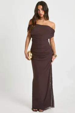 Robe Longue En Maille À Épaules Dénudées