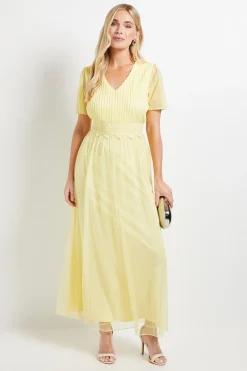 Wallis Robe Longue En Mesh Avec Finitions En Dentelle - Collection Petite<Femme Satin Et Dentelle|Robes