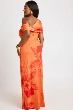 Robe Longue En Mesh À Imprimé Floral Grande Taille