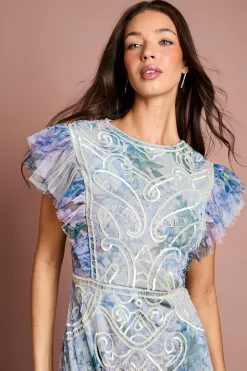 Robe Longue En Mesh Imprimé À Sequins