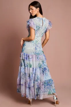 Robe Longue En Mesh Imprimé À Sequins