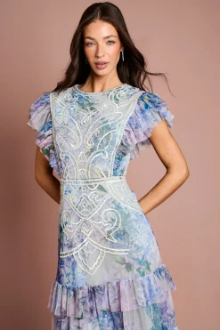 Robe Longue En Mesh Imprimé À Sequins