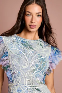 Robe Longue En Mesh Imprimé À Sequins