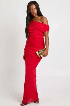 boohoo Robe longue en mesh à épaules dénudées<Femme Robes Moulantes|Robes