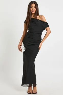 Robe Longue En Mesh À Épaules Dénudées