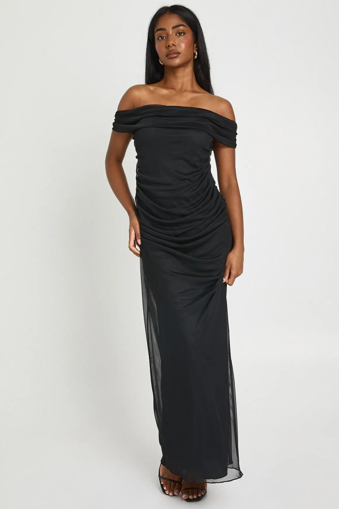Robe Longue En Mesh À Épaules Dénudées