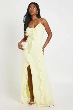 Robe Longue En Mousseline Avec Détail De Volants
