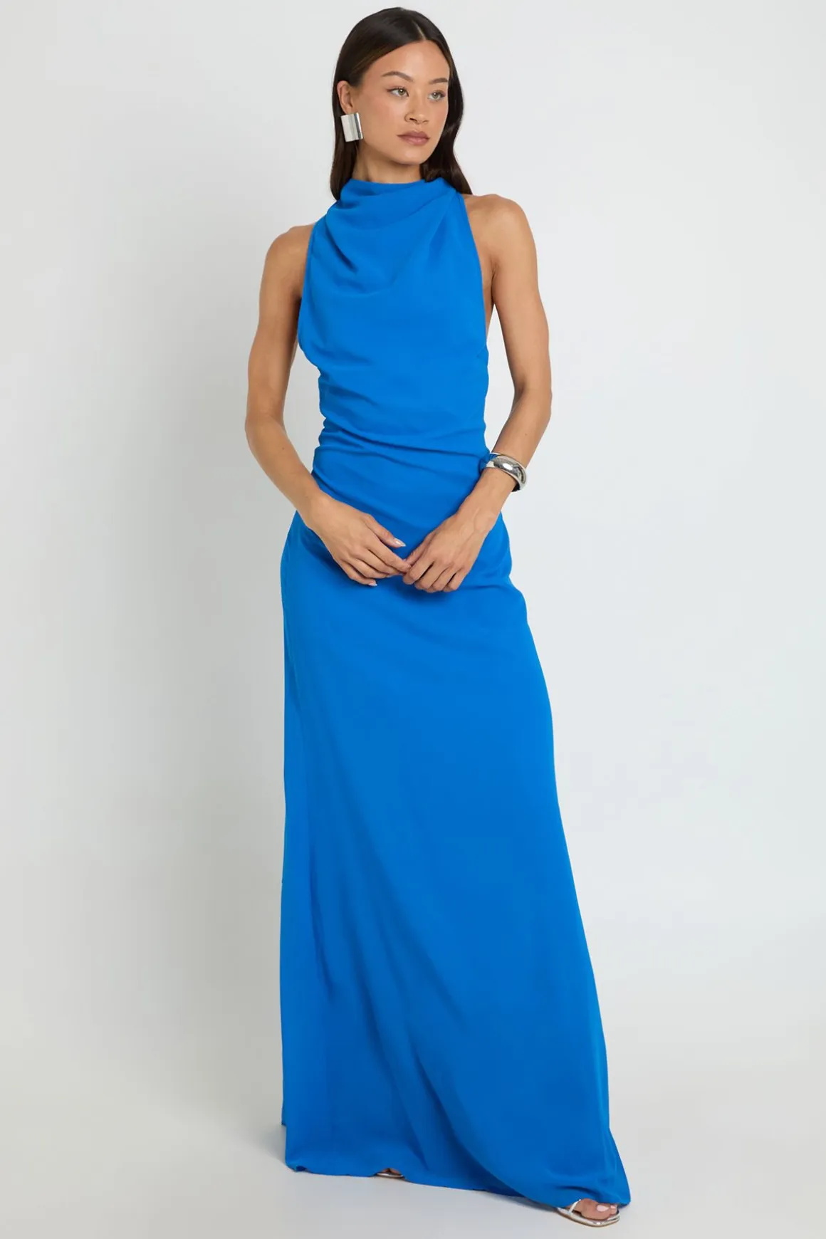 Robe Longue En Mousseline Avec Col Bénitier Haut Et Dos Nu Pour Femmes Grandes