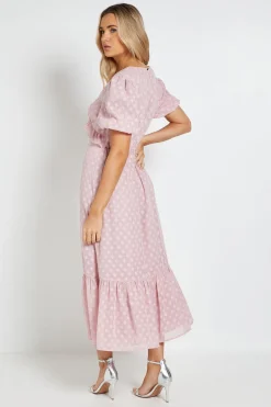 Robe Longue En Mousseline DP Luxe Avec Détail Volants À La Taille