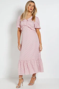 Robe Longue En Mousseline DP Luxe Avec Détail Volants À La Taille