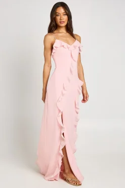 Robe Longue En Mousseline À Détail De Volants