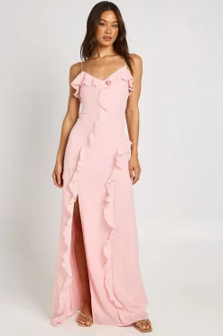 Robe Longue En Mousseline À Détail De Volants