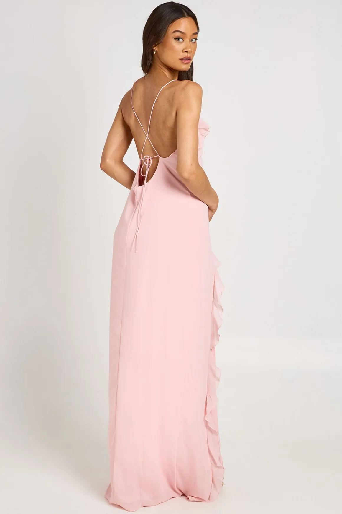 Robe Longue En Mousseline À Détail De Volants