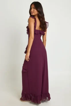 boohoo Robe Longue En Mousseline À Détails De Volants Superposés<Femme Toutes Les Robes|Robes Longues