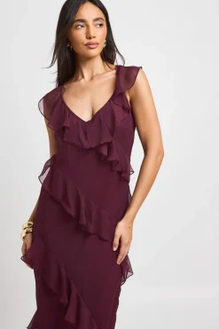 Robe Longue En Mousseline À Détail De Volants