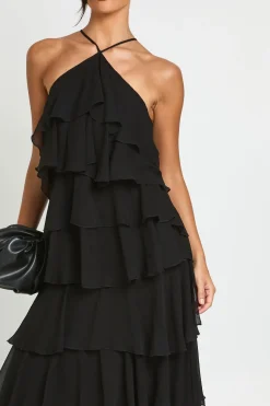 Robe Longue En Mousseline À Détails Volantés