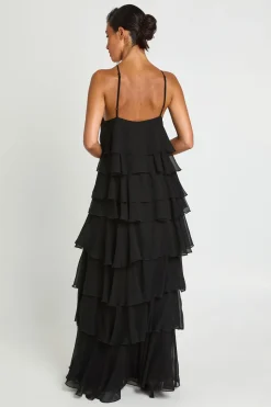Robe Longue En Mousseline À Détails Volantés