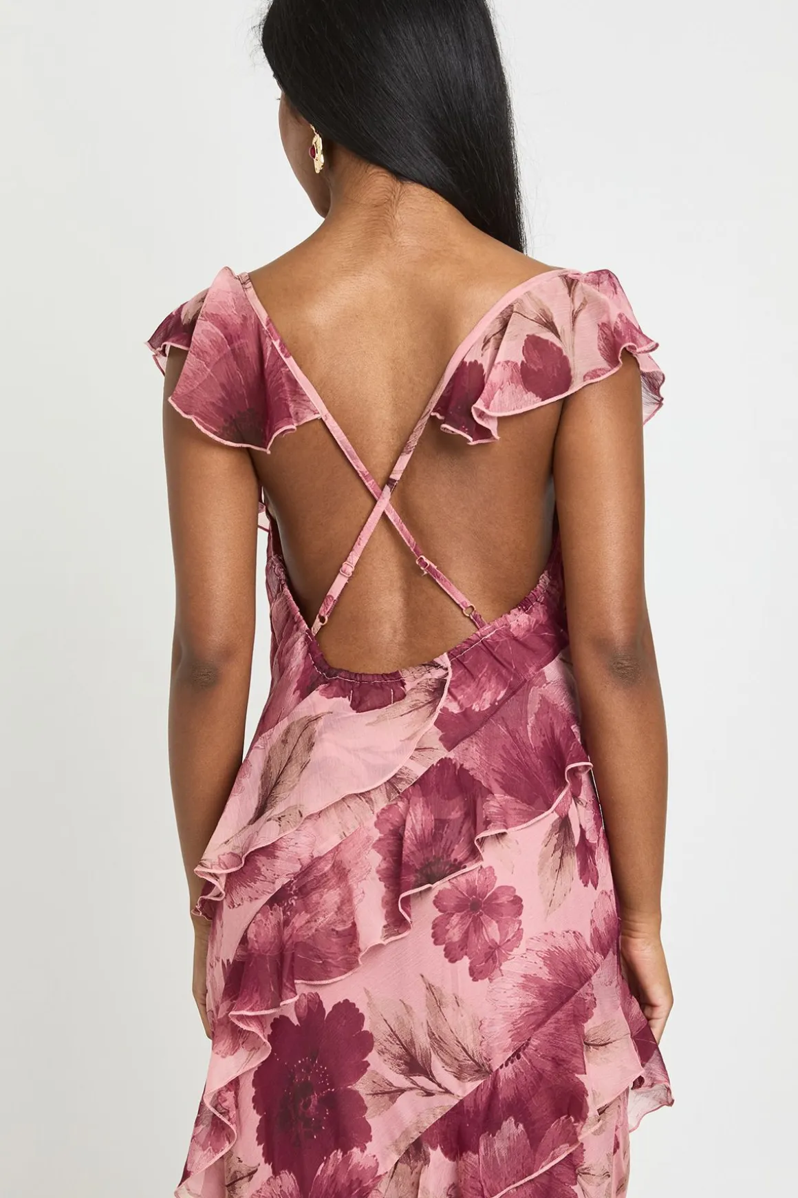 Robe Longue En Mousseline À Imprimé Floral Tonal Avec Détails De Volants